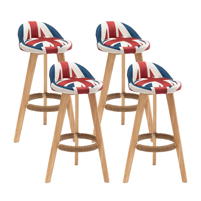 Contemporary Home Footrest Stool Matte Finish Upholstered Barstool Red-White-Blue 4 Piece Set Clearhalo 'Bar Furniture' 'Bar Stools' 'bar_stools' 'furn' 'furn_bar_stools' 'Furniture' 'furniture_bar_stools' 'Kitchen & Dining Furniture' 4705905