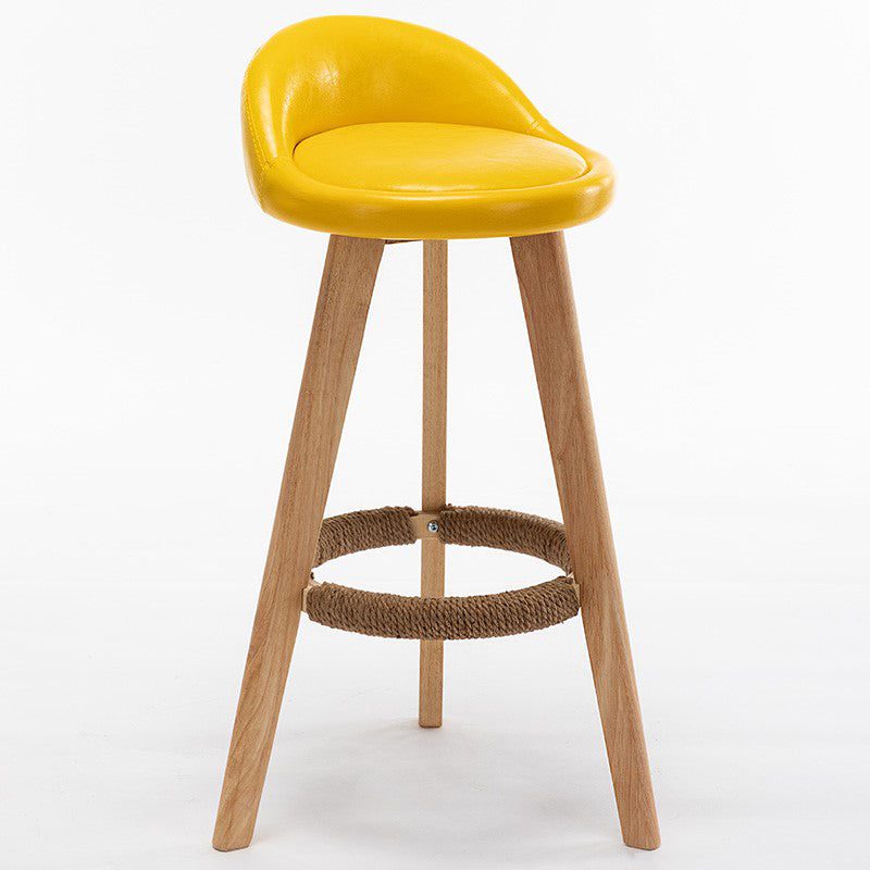 Contemporary Home Footrest Stool Matte Finish Upholstered Barstool Yellow 1 Piece Clearhalo 'Bar Furniture' 'Bar Stools' 'bar_stools' 'furn' 'furn_bar_stools' 'Furniture' 'furniture_bar_stools' 'Kitchen & Dining Furniture' 4705906