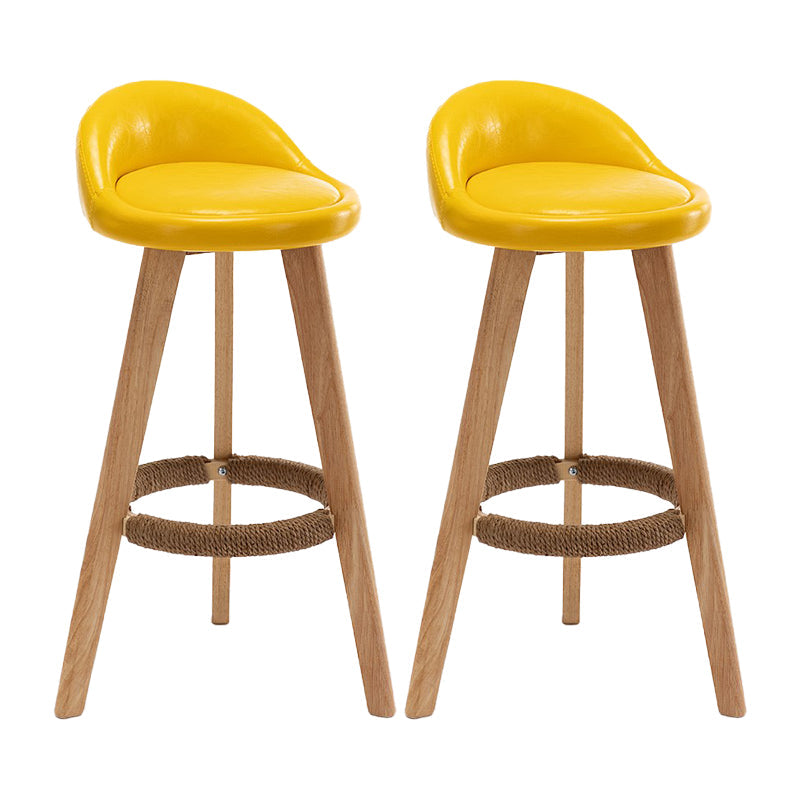 Contemporary Home Footrest Stool Matte Finish Upholstered Barstool Yellow 2 Piece Set Clearhalo 'Bar Furniture' 'Bar Stools' 'bar_stools' 'furn' 'furn_bar_stools' 'Furniture' 'furniture_bar_stools' 'Kitchen & Dining Furniture' 4705907
