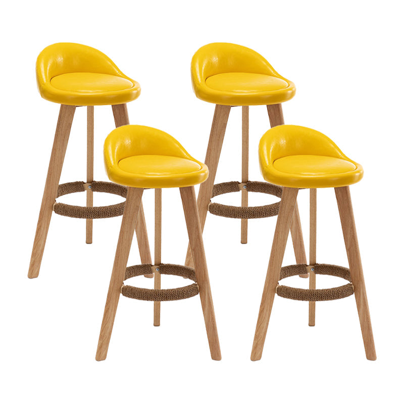 Contemporary Home Footrest Stool Matte Finish Upholstered Barstool Yellow 4 Piece Set Clearhalo 'Bar Furniture' 'Bar Stools' 'bar_stools' 'furn' 'furn_bar_stools' 'Furniture' 'furniture_bar_stools' 'Kitchen & Dining Furniture' 4705908
