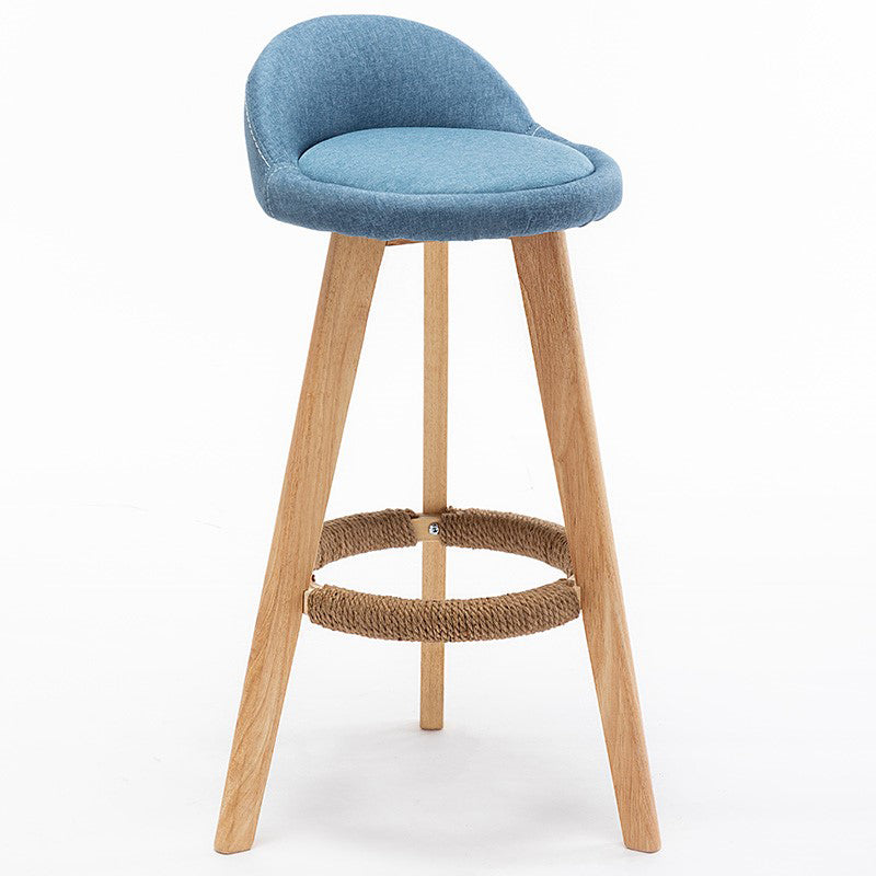 Contemporary Home Footrest Stool Matte Finish Upholstered Barstool Blue 1 Piece Clearhalo 'Bar Furniture' 'Bar Stools' 'bar_stools' 'furn' 'furn_bar_stools' 'Furniture' 'furniture_bar_stools' 'Kitchen & Dining Furniture' 4705909