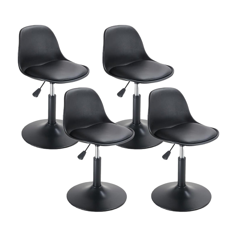 Industrial Upholstered Swivel Bar Stools Low Back Stools for Home Black 4 Piece Set Short Stool(22"H) Clearhalo 'Bar Furniture' 'Bar Stools' 'bar_stools' 'furn' 'furn_bar_stools' 'Furniture' 'furniture_bar_stools' 'Kitchen & Dining Furniture' 4705932