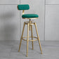 Glam Style Upholstered Bar Stools for Home Armless Stools with Metal Base Green With Back 1 Piece Clearhalo 'Bar Furniture' 'Bar Stools' 'bar_stools' 'furn' 'furn_bar_stools' 'Furniture' 'furniture_bar_stools' 'Kitchen & Dining Furniture' 4705970