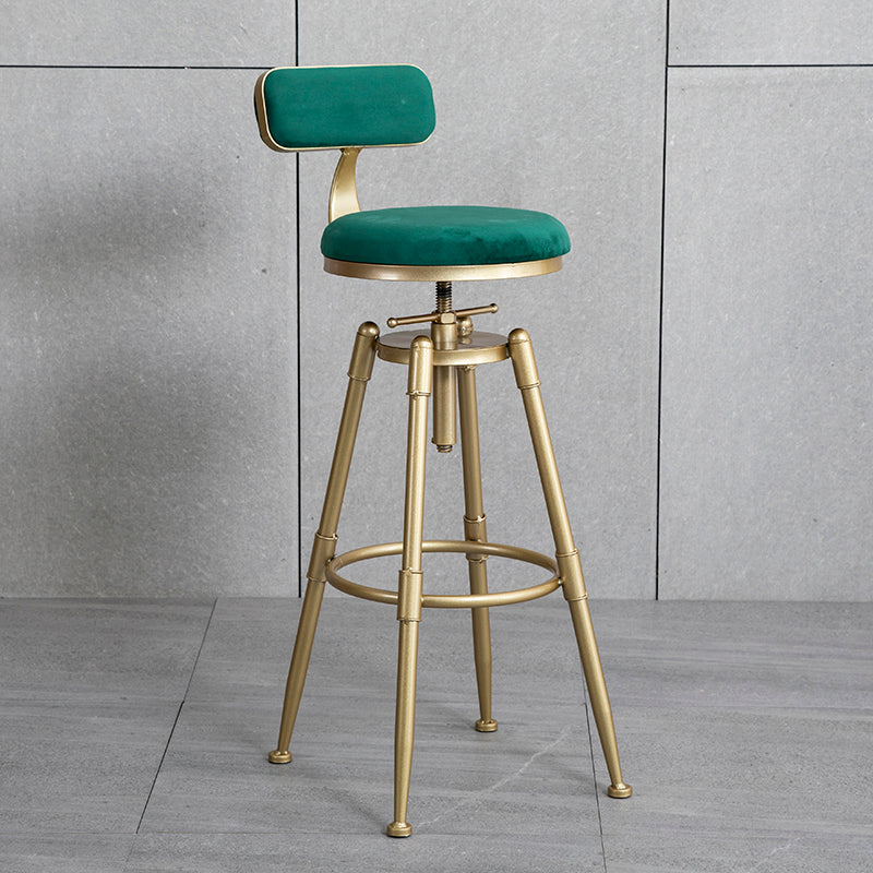 Glam Style Upholstered Bar Stools for Home Armless Stools with Metal Base Green With Back 1 Piece Clearhalo 'Bar Furniture' 'Bar Stools' 'bar_stools' 'furn' 'furn_bar_stools' 'Furniture' 'furniture_bar_stools' 'Kitchen & Dining Furniture' 4705970
