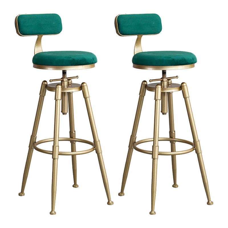 Glam Style Upholstered Bar Stools for Home Armless Stools with Metal Base Green With Back 2 Piece Set Clearhalo 'Bar Furniture' 'Bar Stools' 'bar_stools' 'furn' 'furn_bar_stools' 'Furniture' 'furniture_bar_stools' 'Kitchen & Dining Furniture' 4705971