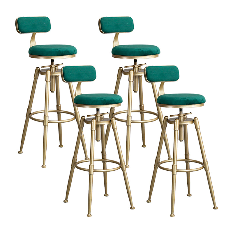 Glam Style Upholstered Bar Stools for Home Armless Stools with Metal Base Green With Back 4 Piece Set Clearhalo 'Bar Furniture' 'Bar Stools' 'bar_stools' 'furn' 'furn_bar_stools' 'Furniture' 'furniture_bar_stools' 'Kitchen & Dining Furniture' 4705973
