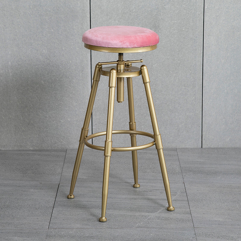 Glam Style Upholstered Bar Stools for Home Armless Stools with Metal Base Pink Backless 1 Piece Clearhalo 'Bar Furniture' 'Bar Stools' 'bar_stools' 'furn' 'furn_bar_stools' 'Furniture' 'furniture_bar_stools' 'Kitchen & Dining Furniture' 4705976