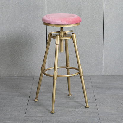 Glam Style Upholstered Bar Stools for Home Armless Stools with Metal Base Pink Backless 1 Piece Clearhalo 'Bar Furniture' 'Bar Stools' 'bar_stools' 'furn' 'furn_bar_stools' 'Furniture' 'furniture_bar_stools' 'Kitchen & Dining Furniture' 4705976