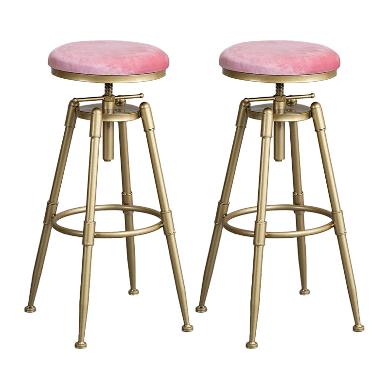 Glam Style Upholstered Bar Stools for Home Armless Stools with Metal Base Pink Backless 2 Piece Set Clearhalo 'Bar Furniture' 'Bar Stools' 'bar_stools' 'furn' 'furn_bar_stools' 'Furniture' 'furniture_bar_stools' 'Kitchen & Dining Furniture' 4705977