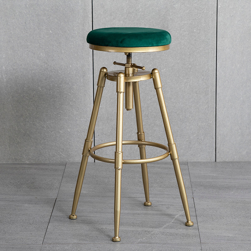 Glam Style Upholstered Bar Stools for Home Armless Stools with Metal Base Green Backless 1 Piece Clearhalo 'Bar Furniture' 'Bar Stools' 'bar_stools' 'furn' 'furn_bar_stools' 'Furniture' 'furniture_bar_stools' 'Kitchen & Dining Furniture' 4705982