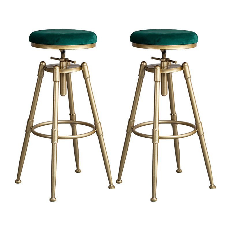 Glam Style Upholstered Bar Stools for Home Armless Stools with Metal Base Green Backless 2 Piece Set Clearhalo 'Bar Furniture' 'Bar Stools' 'bar_stools' 'furn' 'furn_bar_stools' 'Furniture' 'furniture_bar_stools' 'Kitchen & Dining Furniture' 4705984