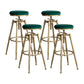 Glam Style Upholstered Bar Stools for Home Armless Stools with Metal Base Green Backless 4 Piece Set Clearhalo 'Bar Furniture' 'Bar Stools' 'bar_stools' 'furn' 'furn_bar_stools' 'Furniture' 'furniture_bar_stools' 'Kitchen & Dining Furniture' 4705985