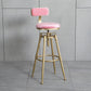 Glam Style Upholstered Bar Stools for Home Armless Stools with Metal Base Pink With Back 1 Piece Clearhalo 'Bar Furniture' 'Bar Stools' 'bar_stools' 'furn' 'furn_bar_stools' 'Furniture' 'furniture_bar_stools' 'Kitchen & Dining Furniture' 4705987