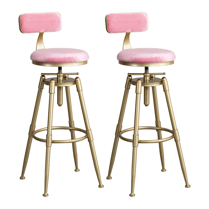 Glam Style Upholstered Bar Stools for Home Armless Stools with Metal Base Pink With Back 2 Piece Set Clearhalo 'Bar Furniture' 'Bar Stools' 'bar_stools' 'furn' 'furn_bar_stools' 'Furniture' 'furniture_bar_stools' 'Kitchen & Dining Furniture' 4705989