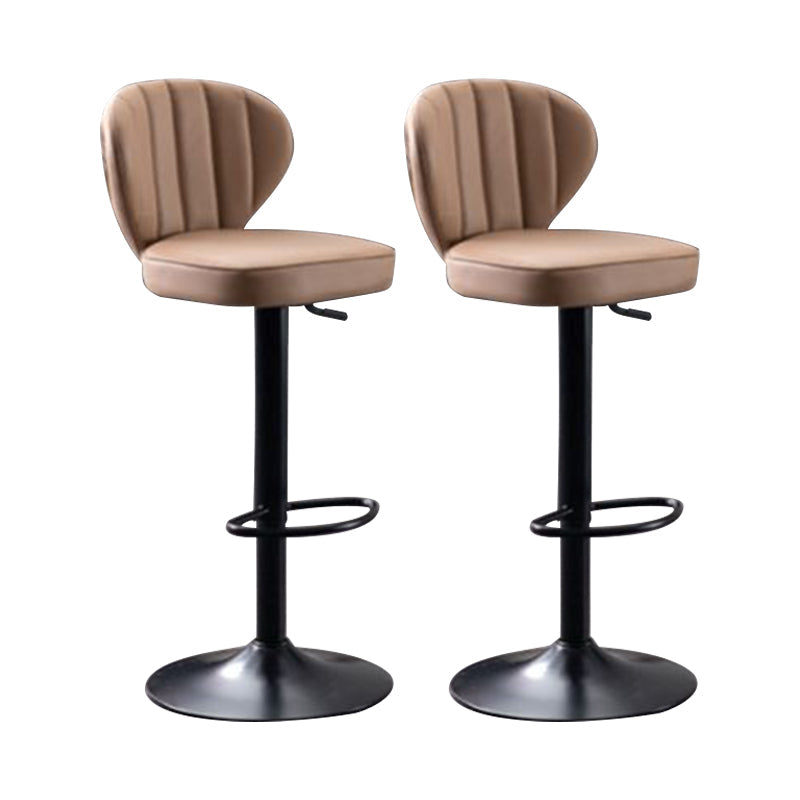 Industrial Design Armless Low Back Counter Stools for Home Leather Stools Khaki 2 Piece Set Clearhalo 'Bar Furniture' 'Bar Stools' 'bar_stools' 'furn' 'furn_bar_stools' 'Furniture' 'furniture_bar_stools' 'Kitchen & Dining Furniture' 4705995
