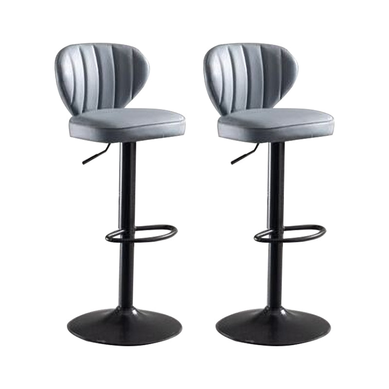 Industrial Design Armless Low Back Counter Stools for Home Leather Stools Smoke Gray 2 Piece Set Clearhalo 'Bar Furniture' 'Bar Stools' 'bar_stools' 'furn' 'furn_bar_stools' 'Furniture' 'furniture_bar_stools' 'Kitchen & Dining Furniture' 4705998