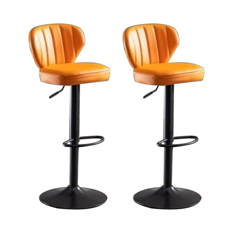 Industrial Design Armless Low Back Counter Stools for Home Leather Stools Orange 2 Piece Set Clearhalo 'Bar Furniture' 'Bar Stools' 'bar_stools' 'furn' 'furn_bar_stools' 'Furniture' 'furniture_bar_stools' 'Kitchen & Dining Furniture' 4706002