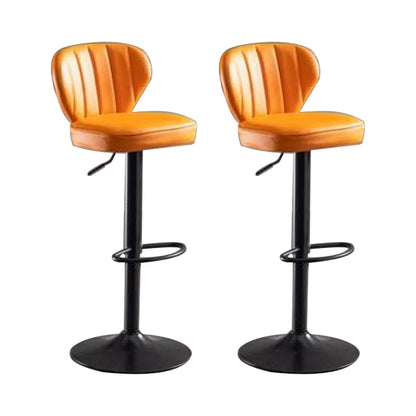 Industrial Design Armless Low Back Counter Stools for Home Leather Stools Orange 2 Piece Set Clearhalo 'Bar Furniture' 'Bar Stools' 'bar_stools' 'furn' 'furn_bar_stools' 'Furniture' 'furniture_bar_stools' 'Kitchen & Dining Furniture' 4706002