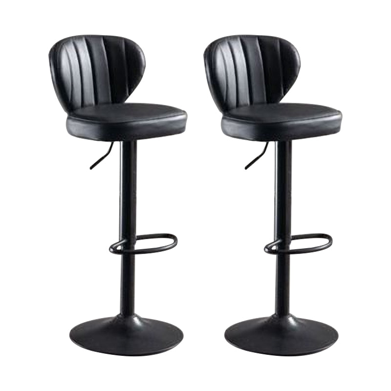 Industrial Design Armless Low Back Counter Stools for Home Leather Stools Black 2 Piece Set Clearhalo 'Bar Furniture' 'Bar Stools' 'bar_stools' 'furn' 'furn_bar_stools' 'Furniture' 'furniture_bar_stools' 'Kitchen & Dining Furniture' 4706004
