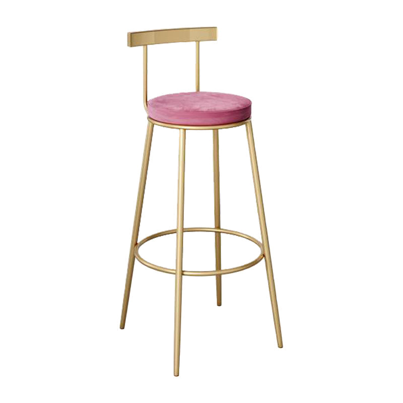 Contemporary Round Bar and Counter Stool Metal Stool with 4 Gold Legs Pink 1 Piece Clearhalo 'Bar Furniture' 'Bar Stools' 'bar_stools' 'furn' 'furn_bar_stools' 'Furniture' 'furniture_bar_stools' 'Kitchen & Dining Furniture' 4706014