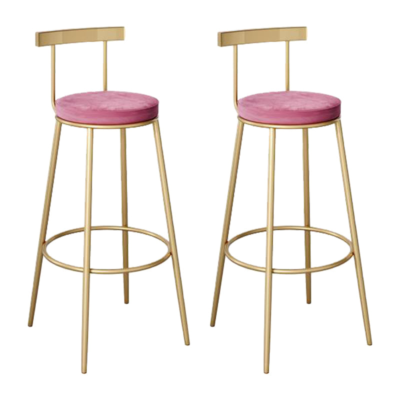 Contemporary Round Bar and Counter Stool Metal Stool with 4 Gold Legs Pink 2 Piece Set Clearhalo 'Bar Furniture' 'Bar Stools' 'bar_stools' 'furn' 'furn_bar_stools' 'Furniture' 'furniture_bar_stools' 'Kitchen & Dining Furniture' 4706015