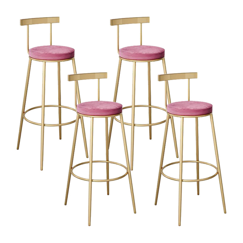Contemporary Round Bar and Counter Stool Metal Stool with 4 Gold Legs Pink 4 Piece Set Clearhalo 'Bar Furniture' 'Bar Stools' 'bar_stools' 'furn' 'furn_bar_stools' 'Furniture' 'furniture_bar_stools' 'Kitchen & Dining Furniture' 4706017
