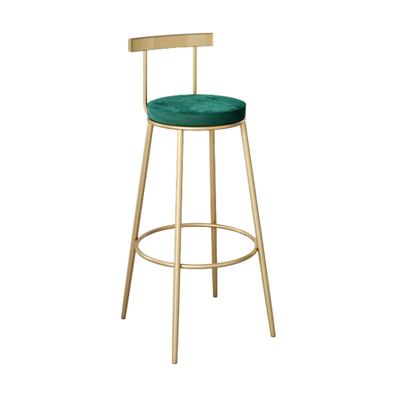 Contemporary Round Bar and Counter Stool Metal Stool with 4 Gold Legs Green 1 Piece Clearhalo 'Bar Furniture' 'Bar Stools' 'bar_stools' 'furn' 'furn_bar_stools' 'Furniture' 'furniture_bar_stools' 'Kitchen & Dining Furniture' 4706019