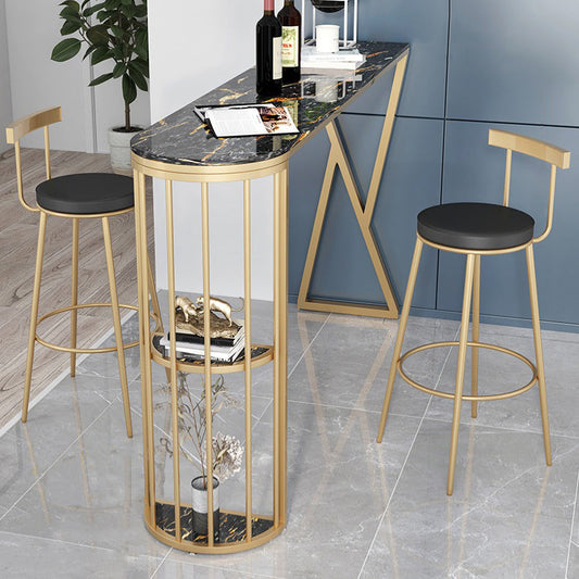 Contemporary Round Bar and Counter Stool Metal Stool with 4 Gold Legs Clearhalo 'Bar Furniture' 'Bar Stools' 'bar_stools' 'furn' 'furn_bar_stools' 'Furniture' 'furniture_bar_stools' 'Kitchen & Dining Furniture' 4706020