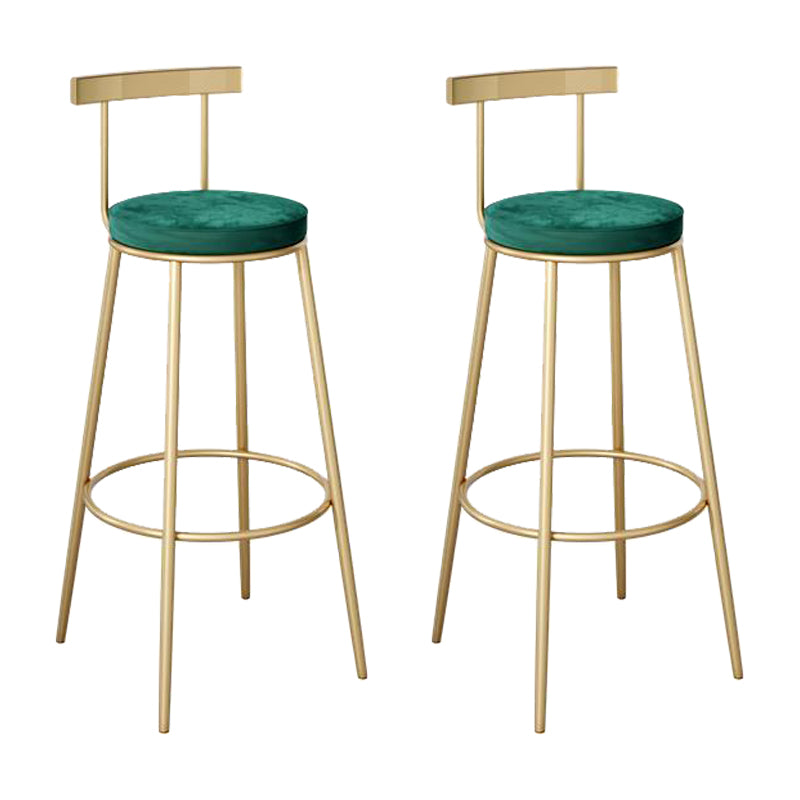 Contemporary Round Bar and Counter Stool Metal Stool with 4 Gold Legs Green 2 Piece Set Clearhalo 'Bar Furniture' 'Bar Stools' 'bar_stools' 'furn' 'furn_bar_stools' 'Furniture' 'furniture_bar_stools' 'Kitchen & Dining Furniture' 4706022