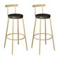 Contemporary Round Bar and Counter Stool Metal Stool with 4 Gold Legs Black 2 Piece Set Clearhalo 'Bar Furniture' 'Bar Stools' 'bar_stools' 'furn' 'furn_bar_stools' 'Furniture' 'furniture_bar_stools' 'Kitchen & Dining Furniture' 4706025