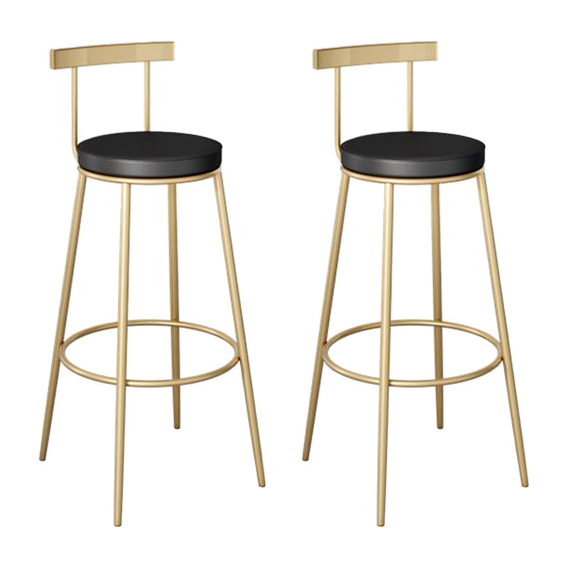Contemporary Round Bar and Counter Stool Metal Stool with 4 Gold Legs Black 2 Piece Set Clearhalo 'Bar Furniture' 'Bar Stools' 'bar_stools' 'furn' 'furn_bar_stools' 'Furniture' 'furniture_bar_stools' 'Kitchen & Dining Furniture' 4706025