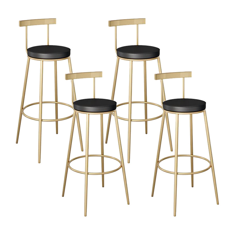 Contemporary Round Bar and Counter Stool Metal Stool with 4 Gold Legs Black 4 Piece Set Clearhalo 'Bar Furniture' 'Bar Stools' 'bar_stools' 'furn' 'furn_bar_stools' 'Furniture' 'furniture_bar_stools' 'Kitchen & Dining Furniture' 4706027