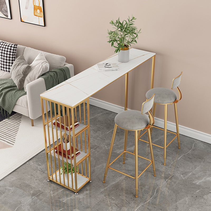 Contemporary Round Bar and Counter Stool Low Back Stool with 4 Gold Legs Clearhalo 'Bar Furniture' 'Bar Stools' 'bar_stools' 'furn' 'furn_bar_stools' 'Furniture' 'furniture_bar_stools' 'Kitchen & Dining Furniture' 4706030