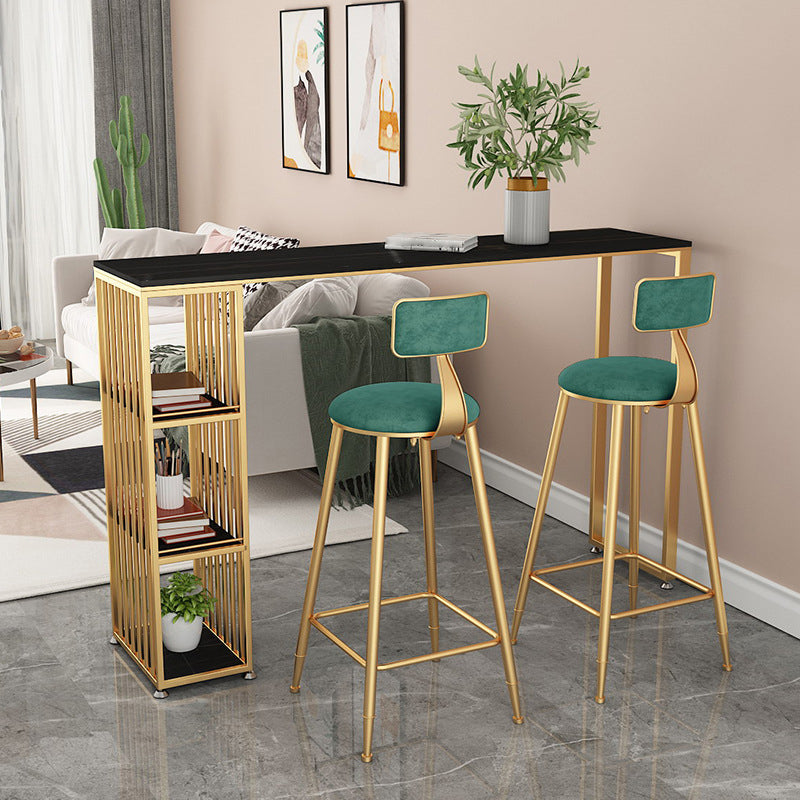 Contemporary Round Bar and Counter Stool Low Back Stool with 4 Gold Legs Clearhalo 'Bar Furniture' 'Bar Stools' 'bar_stools' 'furn' 'furn_bar_stools' 'Furniture' 'furniture_bar_stools' 'Kitchen & Dining Furniture' 4706033