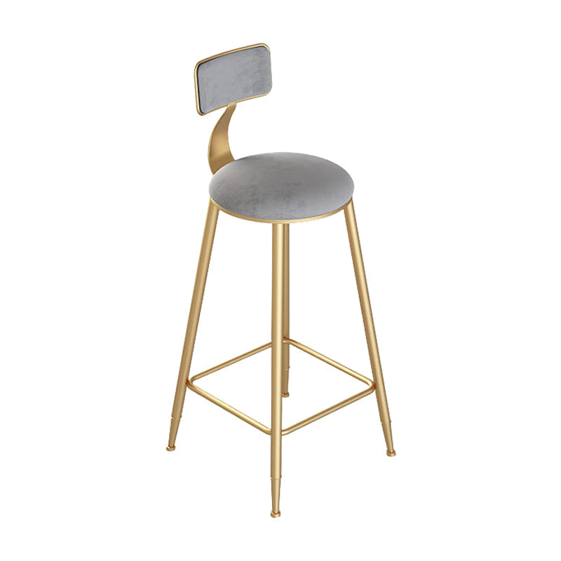 Contemporary Round Bar and Counter Stool Low Back Stool with 4 Gold Legs Grey 1 Piece Clearhalo 'Bar Furniture' 'Bar Stools' 'bar_stools' 'furn' 'furn_bar_stools' 'Furniture' 'furniture_bar_stools' 'Kitchen & Dining Furniture' 4706036