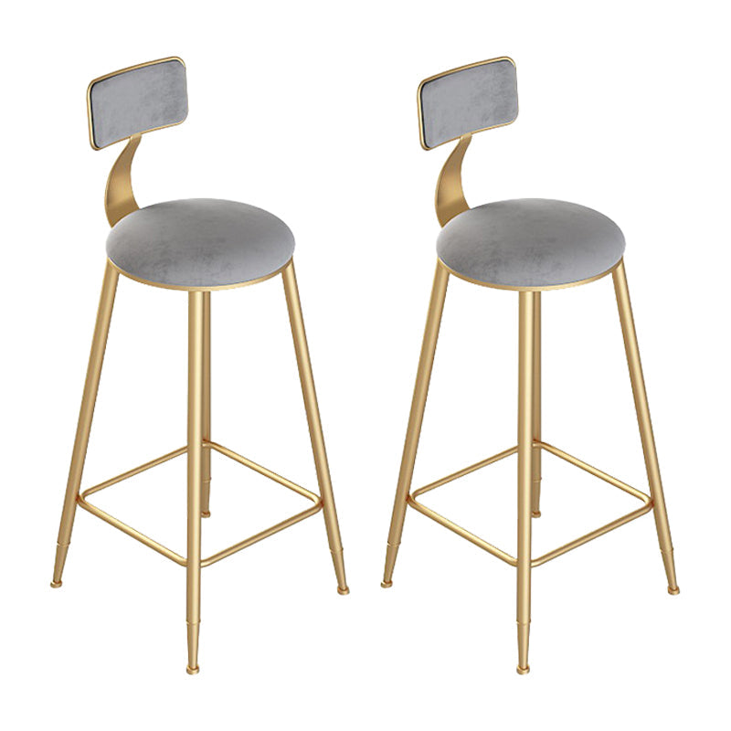 Contemporary Round Bar and Counter Stool Low Back Stool with 4 Gold Legs Grey 2 Piece Set Clearhalo 'Bar Furniture' 'Bar Stools' 'bar_stools' 'furn' 'furn_bar_stools' 'Furniture' 'furniture_bar_stools' 'Kitchen & Dining Furniture' 4706039