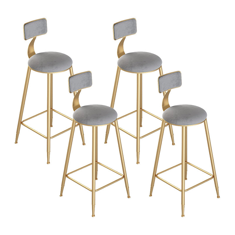 Contemporary Round Bar and Counter Stool Low Back Stool with 4 Gold Legs Grey 4 Piece Set Clearhalo 'Bar Furniture' 'Bar Stools' 'bar_stools' 'furn' 'furn_bar_stools' 'Furniture' 'furniture_bar_stools' 'Kitchen & Dining Furniture' 4706040