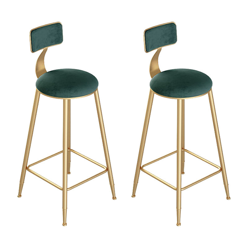 Contemporary Round Bar and Counter Stool Low Back Stool with 4 Gold Legs Green 2 Piece Set Clearhalo 'Bar Furniture' 'Bar Stools' 'bar_stools' 'furn' 'furn_bar_stools' 'Furniture' 'furniture_bar_stools' 'Kitchen & Dining Furniture' 4706042