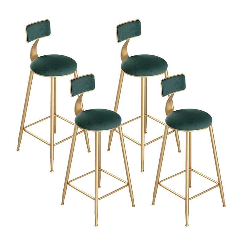 Contemporary Round Bar and Counter Stool Low Back Stool with 4 Gold Legs Green 4 Piece Set Clearhalo 'Bar Furniture' 'Bar Stools' 'bar_stools' 'furn' 'furn_bar_stools' 'Furniture' 'furniture_bar_stools' 'Kitchen & Dining Furniture' 4706044