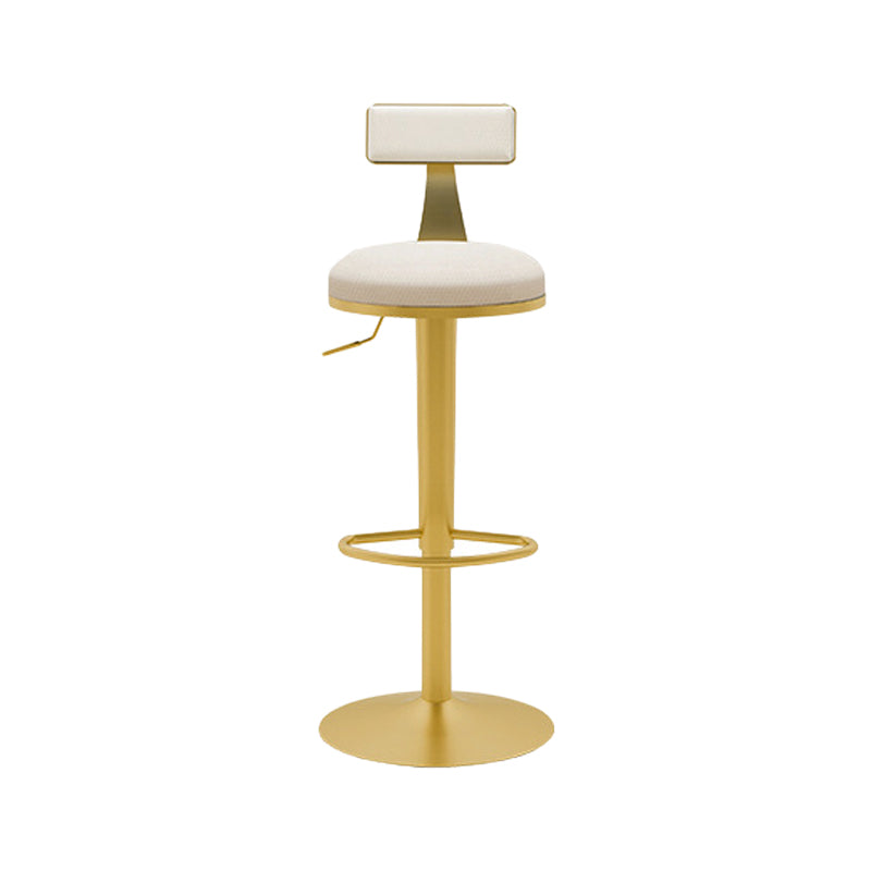 Contemporary Metal Bar and Counter Stool Low Back Stool with Pedestal Base in Gold White 1 Piece Bar Stool(31"H) Clearhalo 'Bar Furniture' 'Bar Stools' 'bar_stools' 'furn' 'furn_bar_stools' 'Furniture' 'furniture_bar_stools' 'Kitchen & Dining Furniture' 4706047