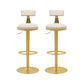 Contemporary Metal Bar and Counter Stool Low Back Stool with Pedestal Base in Gold White 2 Piece Set Bar Stool(31"H) Clearhalo 'Bar Furniture' 'Bar Stools' 'bar_stools' 'furn' 'furn_bar_stools' 'Furniture' 'furniture_bar_stools' 'Kitchen & Dining Furniture' 4706048