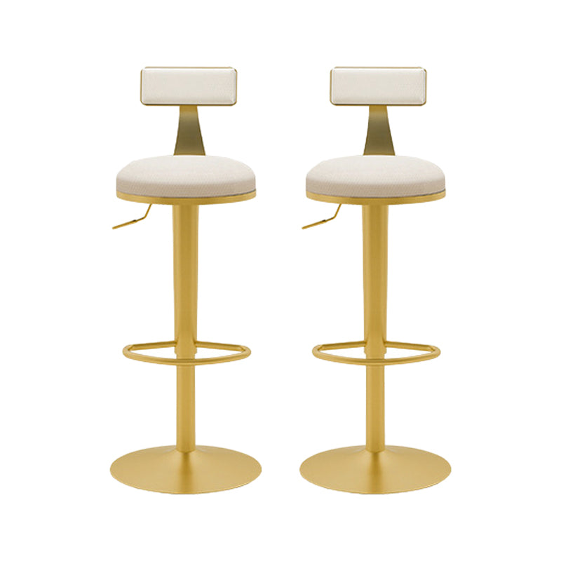 Contemporary Metal Bar and Counter Stool Low Back Stool with Pedestal Base in Gold White 2 Piece Set Bar Stool(31"H) Clearhalo 'Bar Furniture' 'Bar Stools' 'bar_stools' 'furn' 'furn_bar_stools' 'Furniture' 'furniture_bar_stools' 'Kitchen & Dining Furniture' 4706048