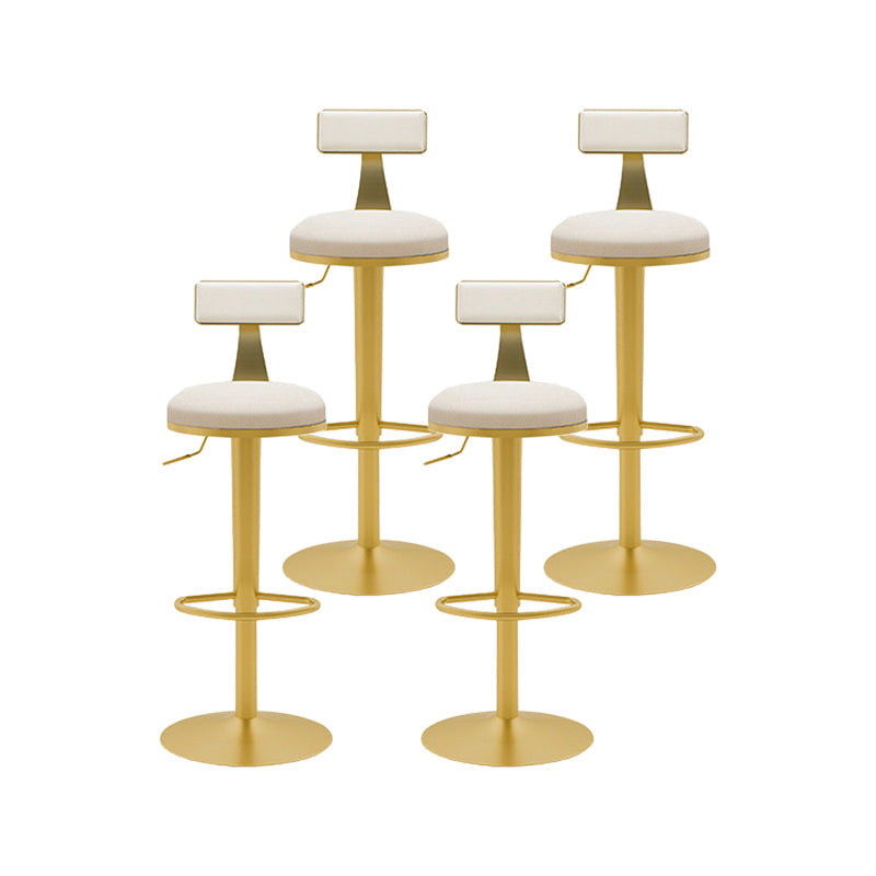 Contemporary Metal Bar and Counter Stool Low Back Stool with Pedestal Base in Gold White 4 Piece Set Bar Stool(31"H) Clearhalo 'Bar Furniture' 'Bar Stools' 'bar_stools' 'furn' 'furn_bar_stools' 'Furniture' 'furniture_bar_stools' 'Kitchen & Dining Furniture' 4706050