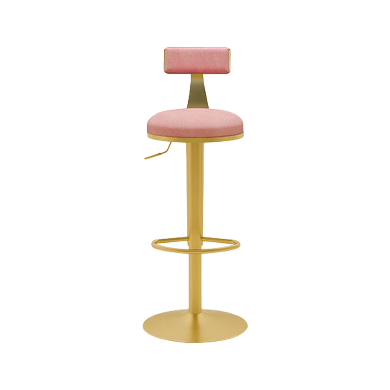 Contemporary Metal Bar and Counter Stool Low Back Stool with Pedestal Base in Gold Pink 1 Piece Bar Stool(31"H) Clearhalo 'Bar Furniture' 'Bar Stools' 'bar_stools' 'furn' 'furn_bar_stools' 'Furniture' 'furniture_bar_stools' 'Kitchen & Dining Furniture' 4706053