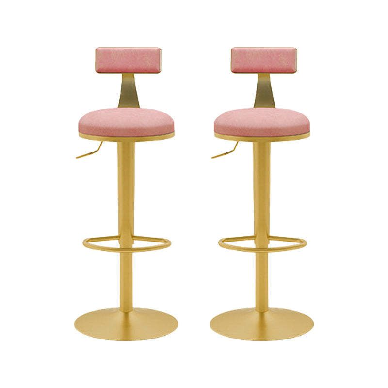 Contemporary Metal Bar and Counter Stool Low Back Stool with Pedestal Base in Gold Pink 2 Piece Set Bar Stool(31"H) Clearhalo 'Bar Furniture' 'Bar Stools' 'bar_stools' 'furn' 'furn_bar_stools' 'Furniture' 'furniture_bar_stools' 'Kitchen & Dining Furniture' 4706055