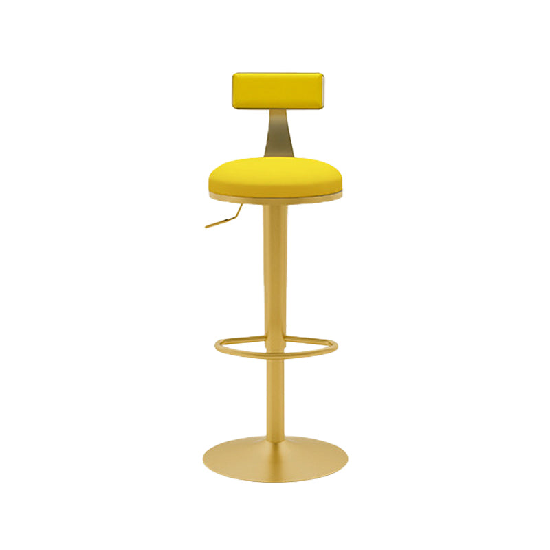 Contemporary Metal Bar and Counter Stool Low Back Stool with Pedestal Base in Gold Yellow 1 Piece Bar Stool(31"H) Clearhalo 'Bar Furniture' 'Bar Stools' 'bar_stools' 'furn' 'furn_bar_stools' 'Furniture' 'furniture_bar_stools' 'Kitchen & Dining Furniture' 4706059