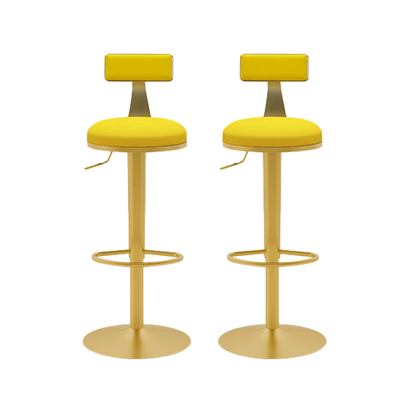 Contemporary Metal Bar and Counter Stool Low Back Stool with Pedestal Base in Gold Yellow 2 Piece Set Bar Stool(31"H) Clearhalo 'Bar Furniture' 'Bar Stools' 'bar_stools' 'furn' 'furn_bar_stools' 'Furniture' 'furniture_bar_stools' 'Kitchen & Dining Furniture' 4706061