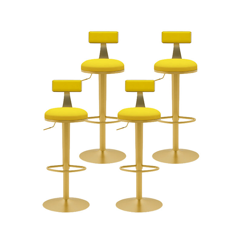 Contemporary Metal Bar and Counter Stool Low Back Stool with Pedestal Base in Gold Yellow 4 Piece Set Bar Stool(31"H) Clearhalo 'Bar Furniture' 'Bar Stools' 'bar_stools' 'furn' 'furn_bar_stools' 'Furniture' 'furniture_bar_stools' 'Kitchen & Dining Furniture' 4706062