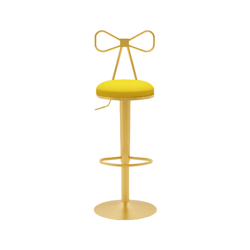 Contemporary Metal Bar and Counter Stool Low Back Stool with Pedestal Base in Gold Light Yellow 1 Piece Bar Stool(31"H) Clearhalo 'Bar Furniture' 'Bar Stools' 'bar_stools' 'furn' 'furn_bar_stools' 'Furniture' 'furniture_bar_stools' 'Kitchen & Dining Furniture' 4706065