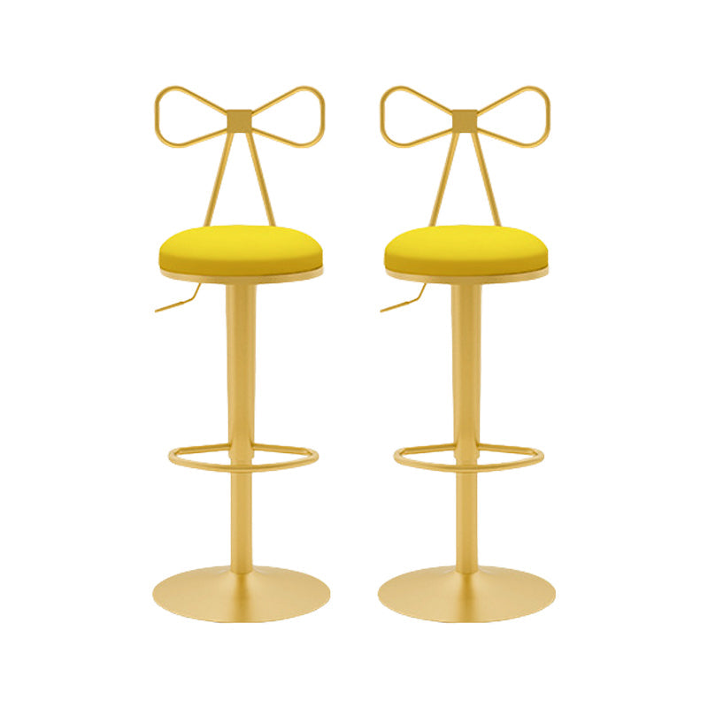 Contemporary Metal Bar and Counter Stool Low Back Stool with Pedestal Base in Gold Light Yellow 2 Piece Set Bar Stool(31"H) Clearhalo 'Bar Furniture' 'Bar Stools' 'bar_stools' 'furn' 'furn_bar_stools' 'Furniture' 'furniture_bar_stools' 'Kitchen & Dining Furniture' 4706066
